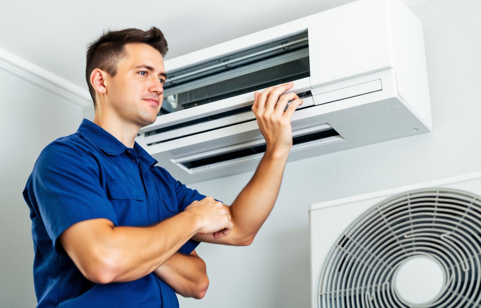 AC technician servicing split AC